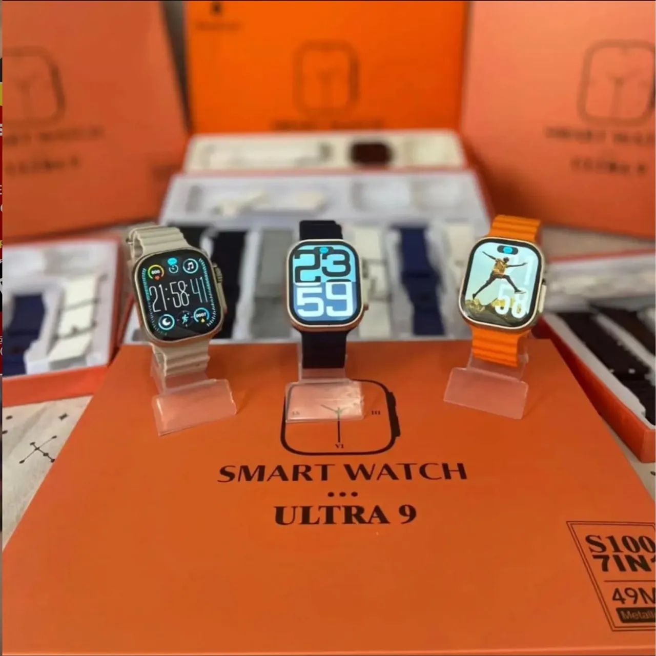 Smartwatch Ultra 9 - 7 Pulseiras Design moderno e funcionalidades incríveis!