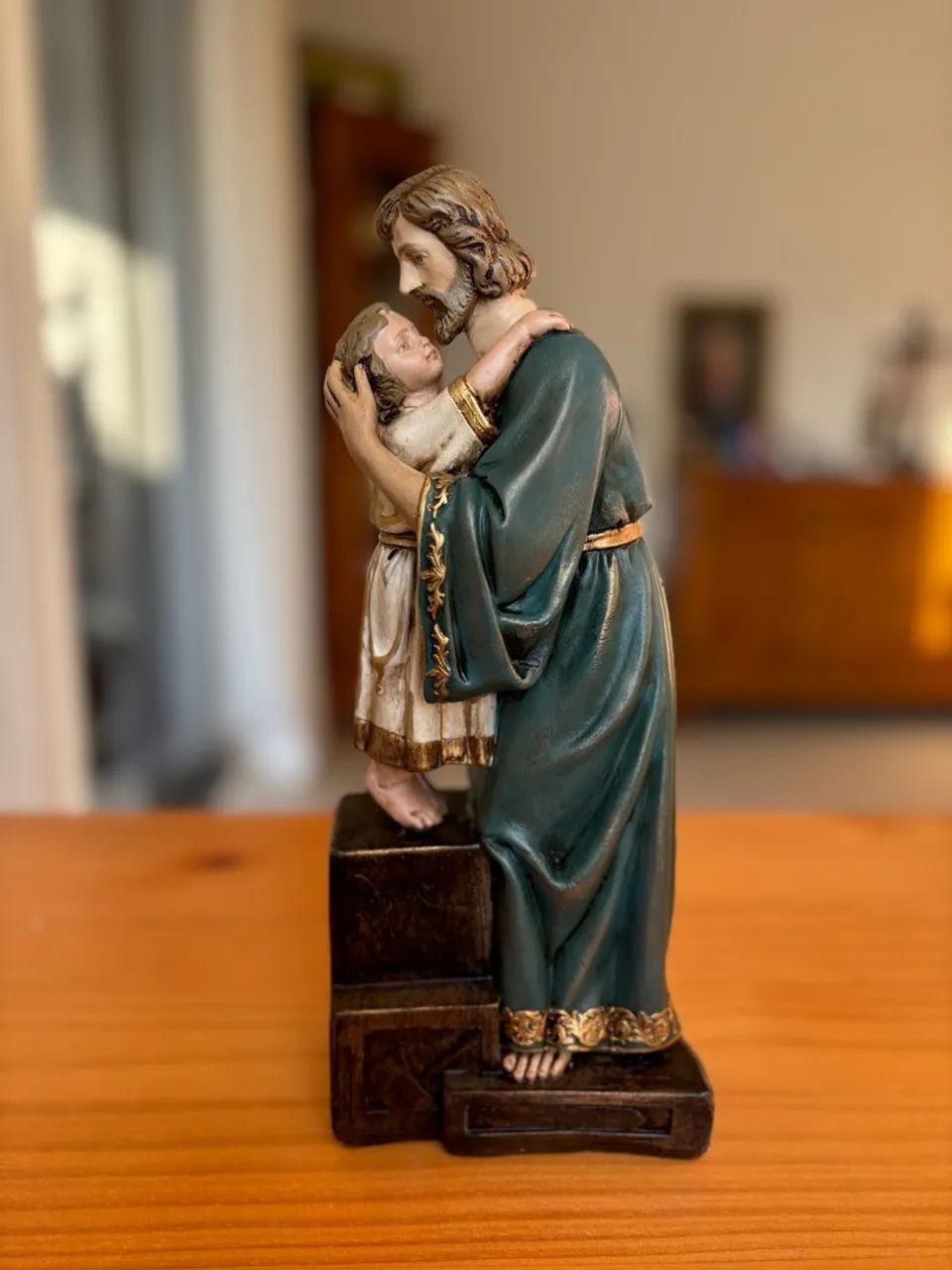 Imagem de São José com Jesus - pintada à mão  - Foto 4