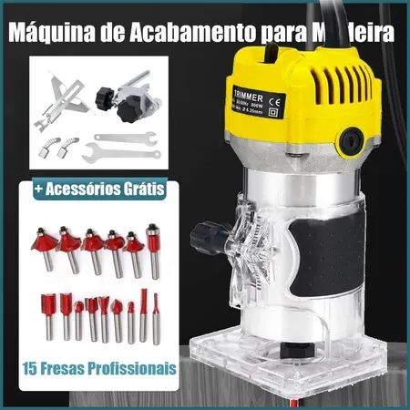 Tupia Laminadora 800W e Jogo de Fresas 15 Peças Acabamento Profissional