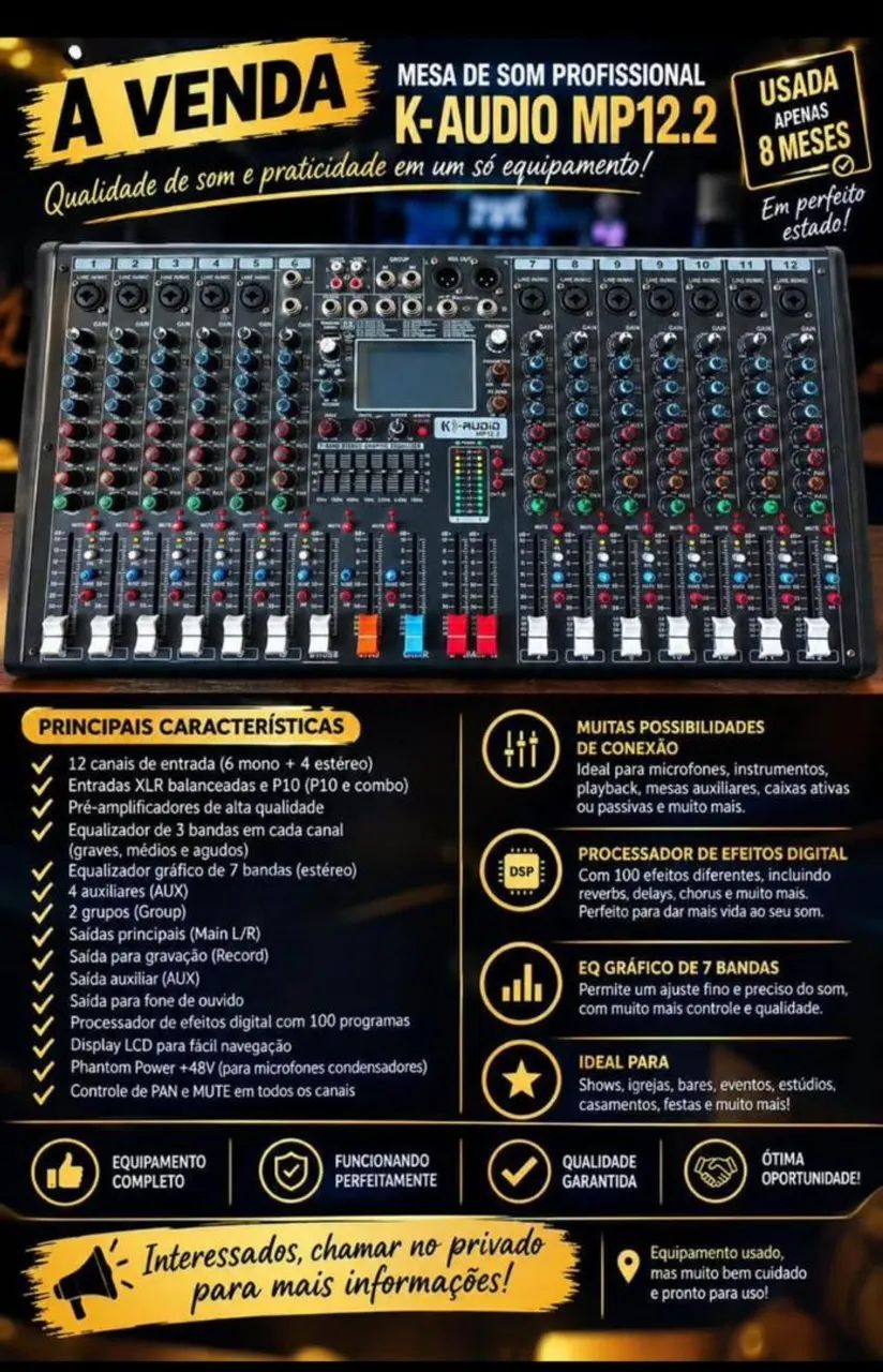 Mesa de som e caixa acústica 