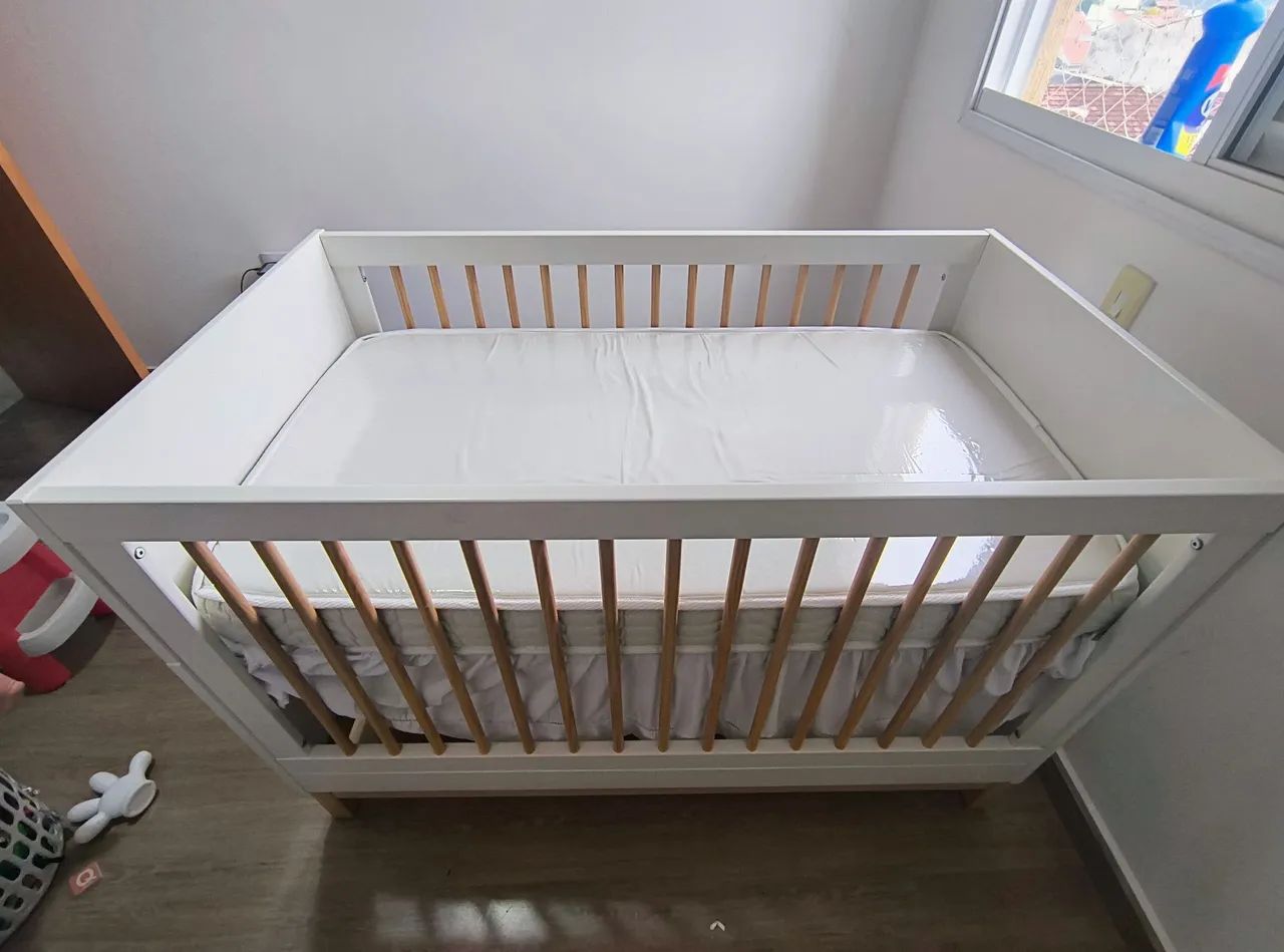 Berço Americano Bebê 2 em 1 Branco - Cozy - Quater + Colchão D18 Selado Ortobom - Foto 4
