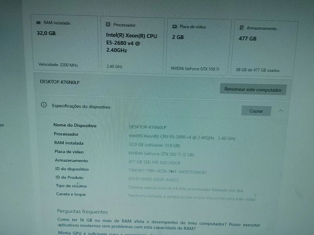 PC Gamer completo Xeon E5-2680 V4