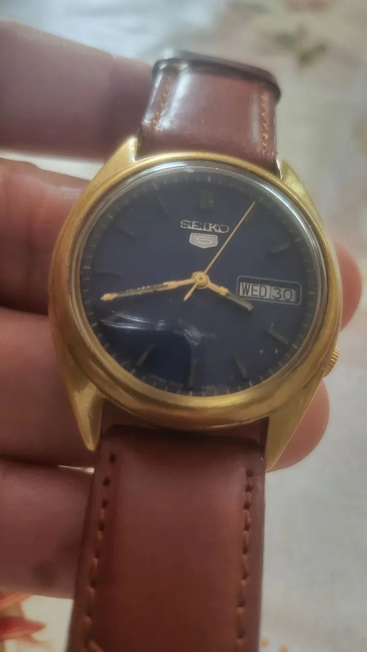 Seiko 5 autotem plaquê 38 mm anos 70