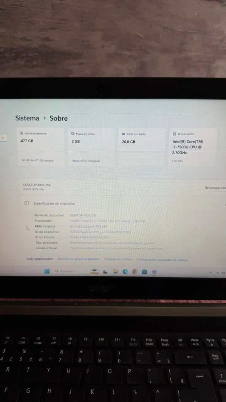 NOTEBOOK ACER ASPIRE 5 I7 7 TH 20 GB RAM SSD 500 GB - Foto 4