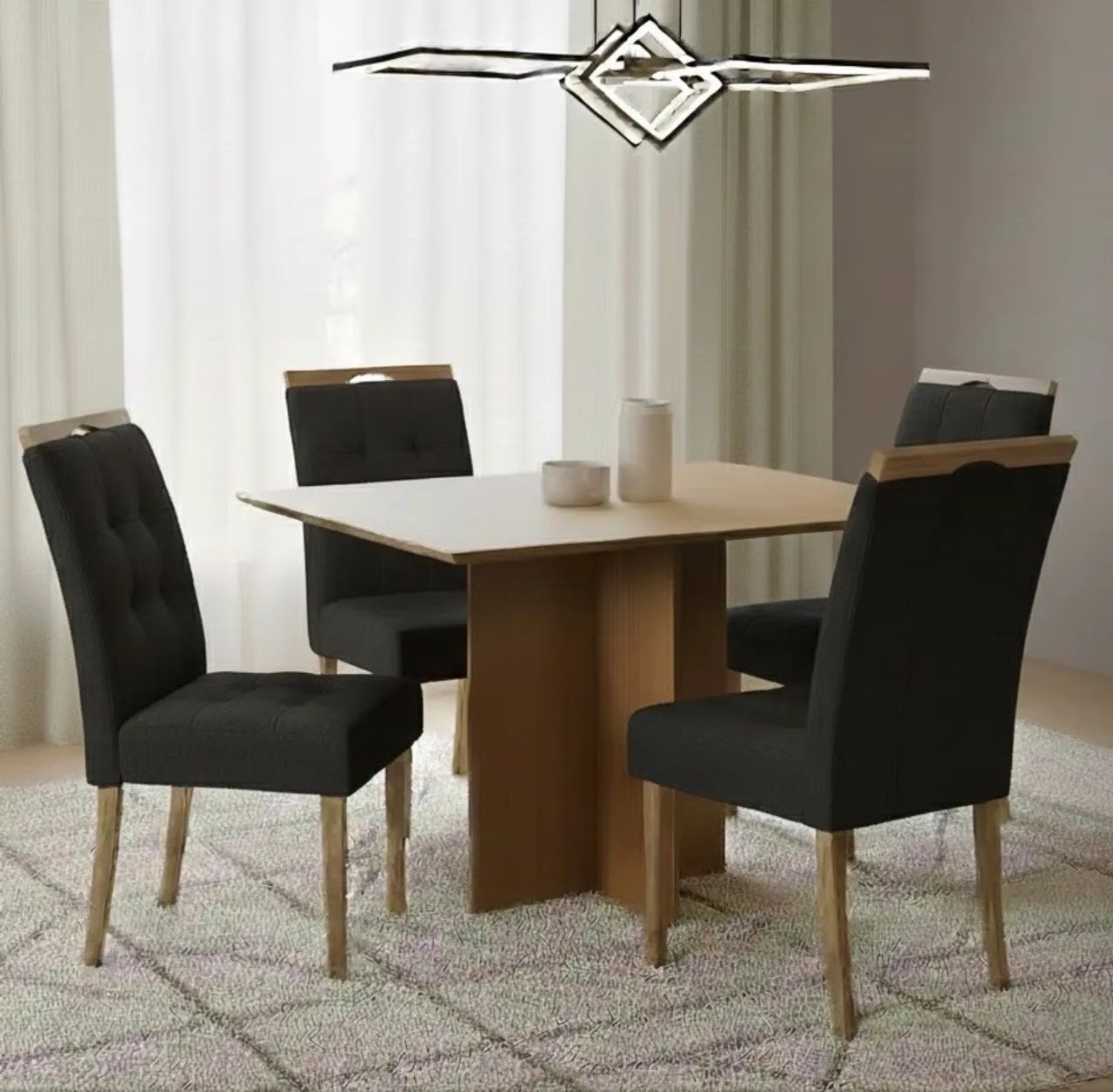 Conjunto Compacto Viena 4 Lugares Imbuia com Cadeiras Estofadas