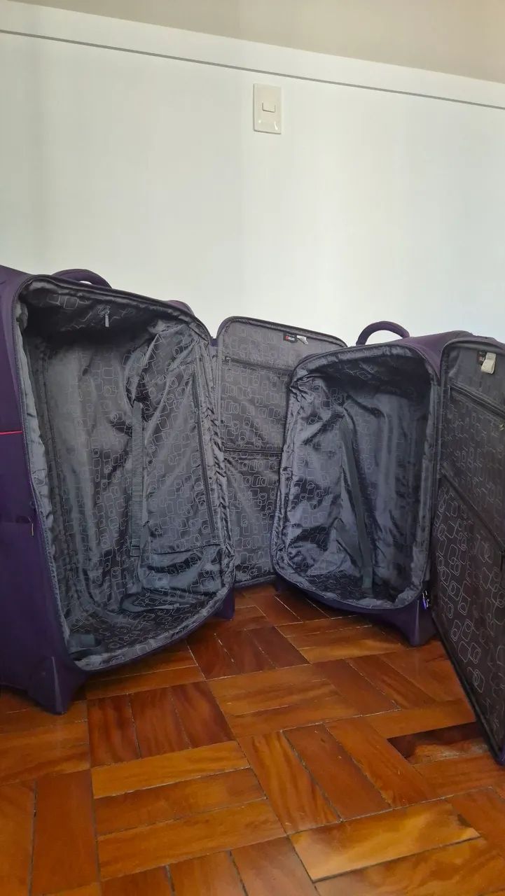 Conjunto de malas Delsey roxas M e G lightweight com rodinhas  - Foto 5