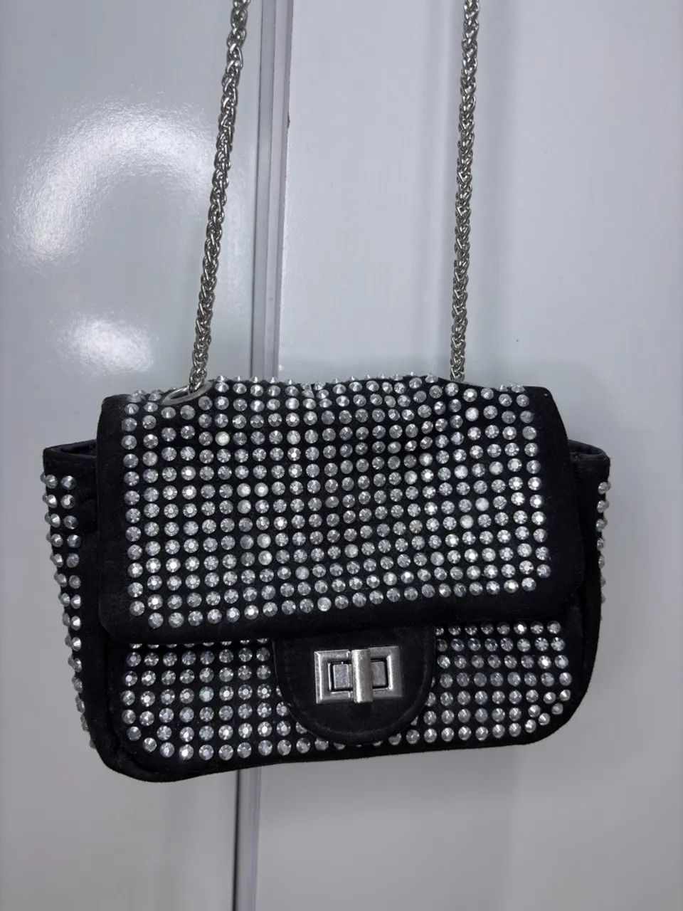 Bolsa Prateada Cravejada | Nunca Usada - Foto 2