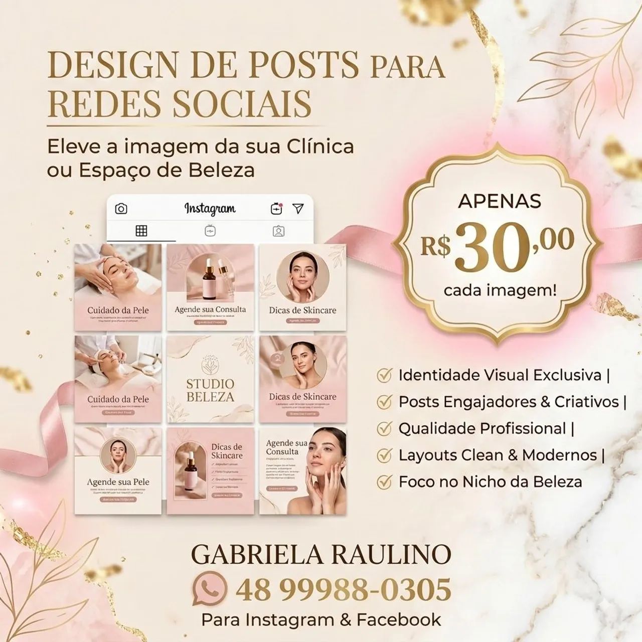 Criação de Artes para Instagram - Clínicas de Beleza R$30