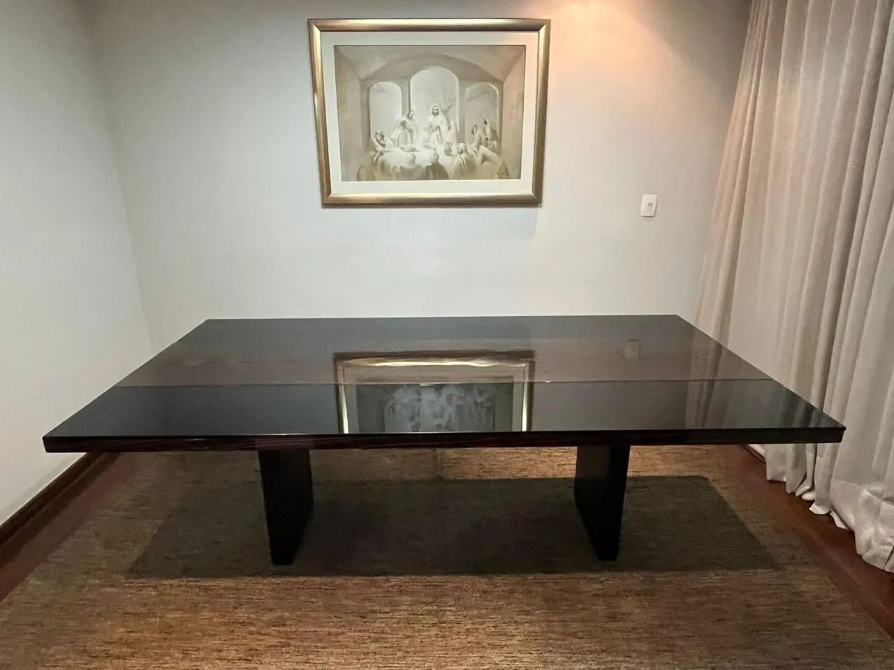 Mesa de Jantar Design Laca Preta 8 lugares - Foto 2