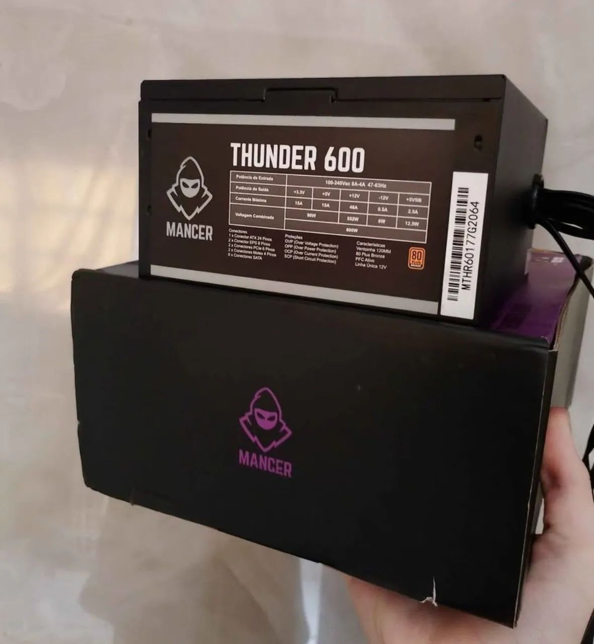 FONTE GAMER MANCER THUNDER 600W 80 PLUS BRONZE