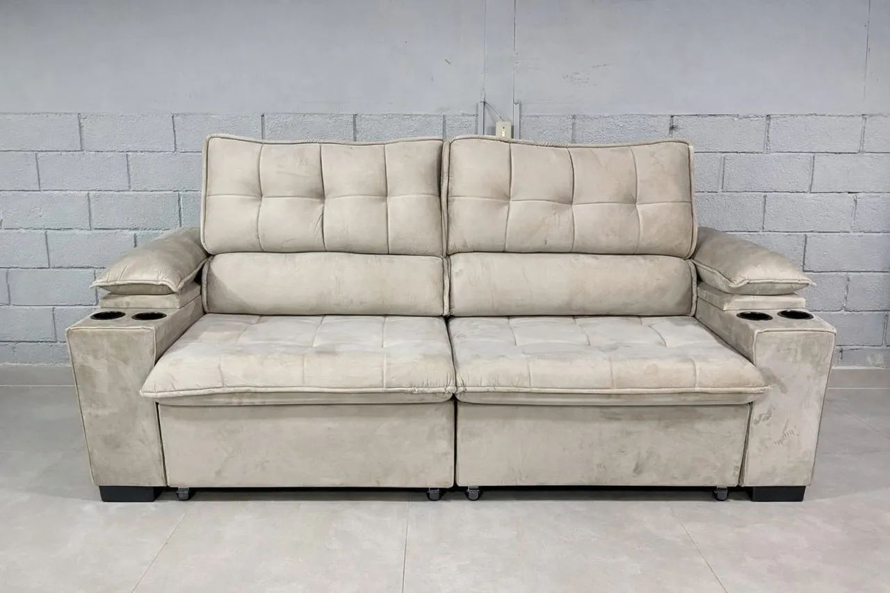 Sofá Retrátil e Reclinável 2,25 Mts Pronta Entrega Espuma D33 