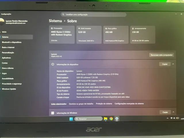 Ultima Oferta - Notebooke Aspire 5 - Extremamente novo 