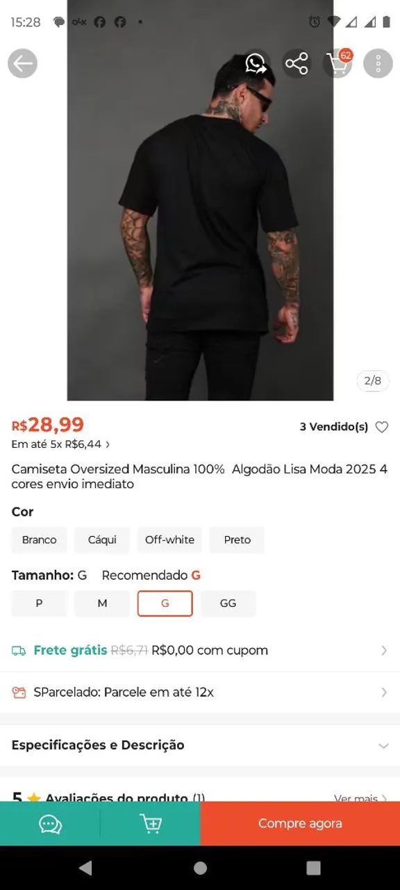 Camisa oversized tamanho M forma grande  - Foto 4