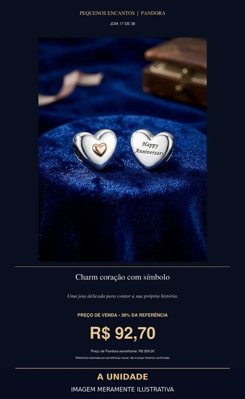 Charm coração com símbolo