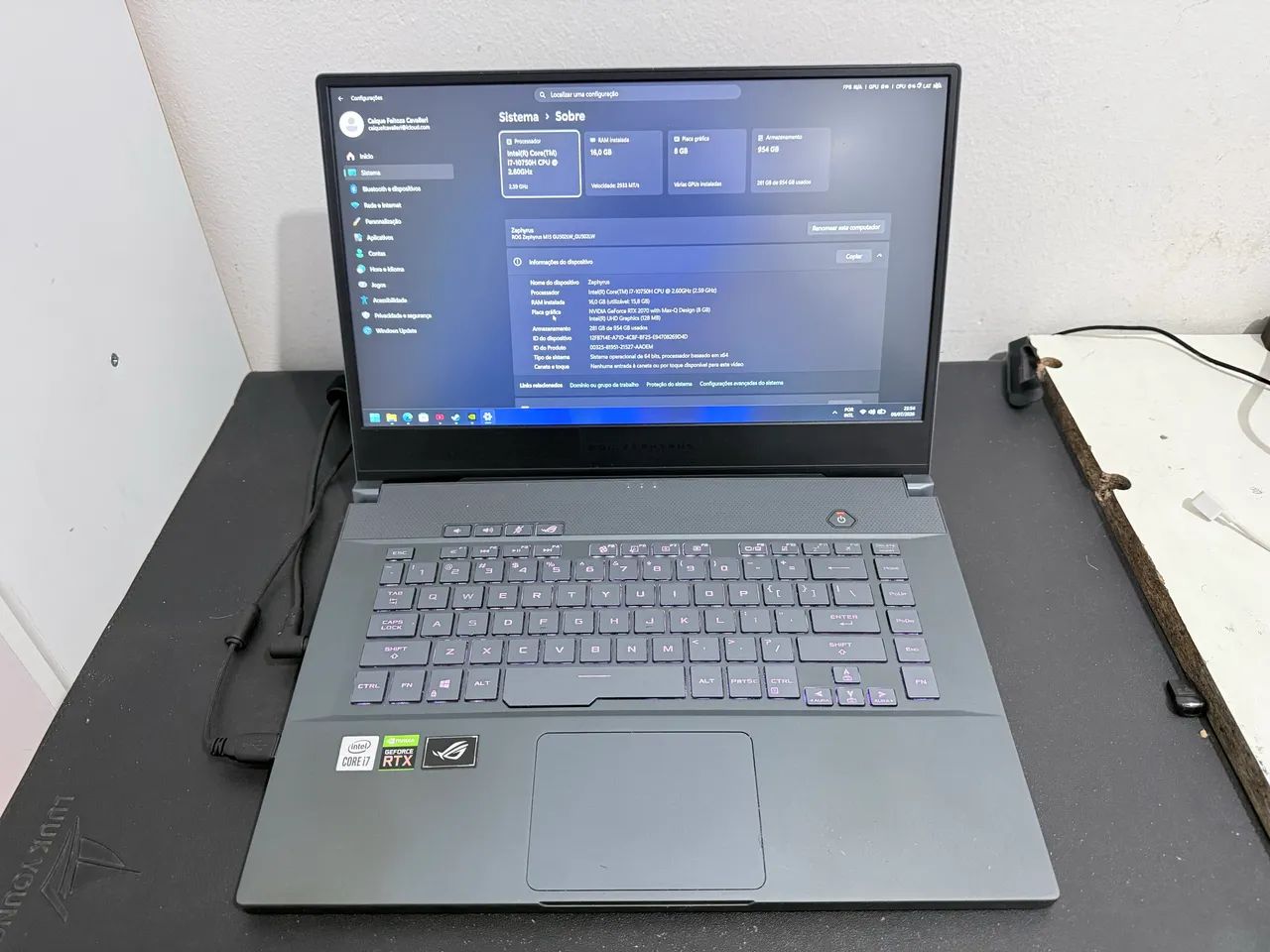 ASUS ROG Zephyrus M15 Gamer - RTX 2070 Max-Q | Intel Core i7 | Excelente Estado - Foto 2
