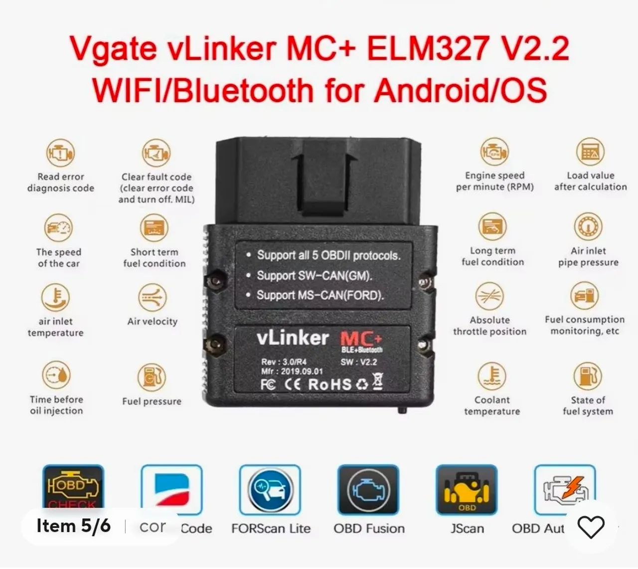 Scanner profissional VGate MC+ Bluetooth, Wi-Fi - Foto 2