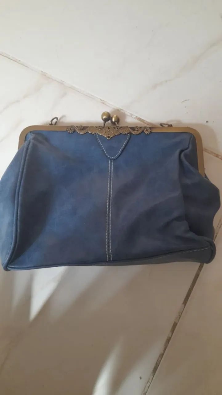 Bolsa vintage Kiss lock azul - Foto 3