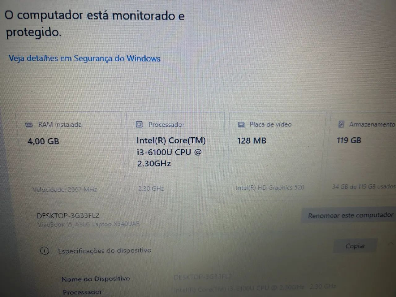 Notebook Asus I3 4gb ssd - Foto 3