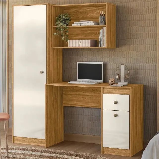 Mesa Escrivaninha Com Armário Nicho Home Office Multiuso - Foto 2