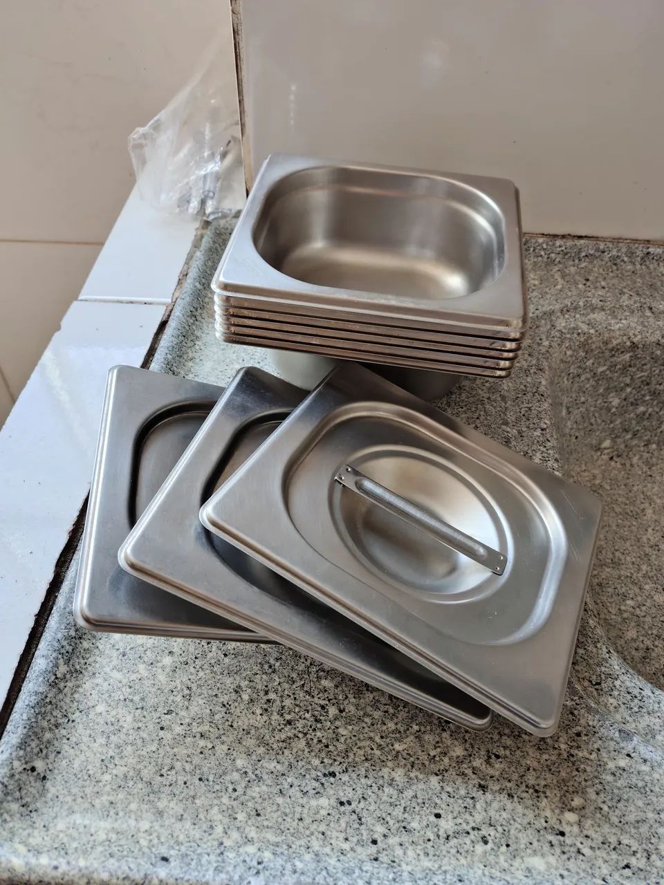 6 Cubas inox para buffet 1/6 com tampa  - Foto 3