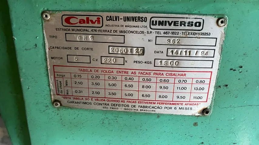 Guilhotina para chapas 2,05 mt Calvi  - Foto 2
