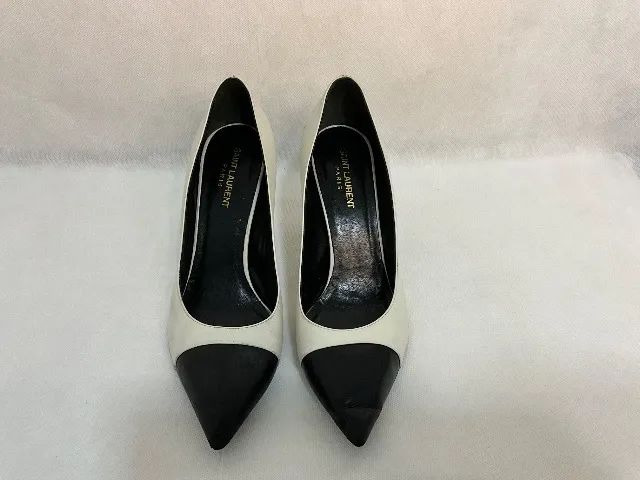 Scarpin Saint Laurent Paris Bicolor Preto Branco Salto 8cm Original 40.5