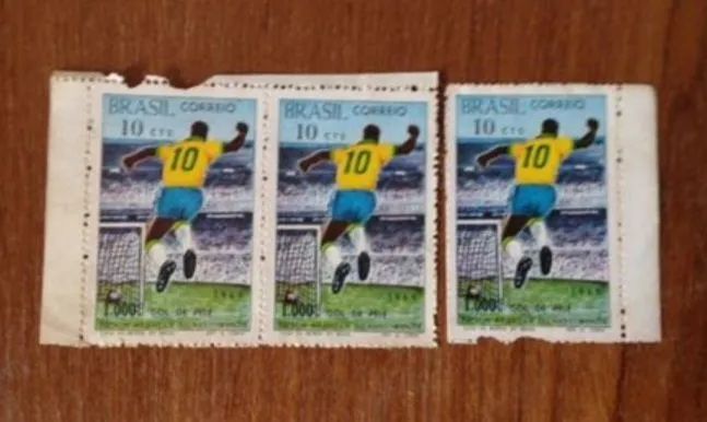 3 selos comemorativo milésimo gol do pelé 1969