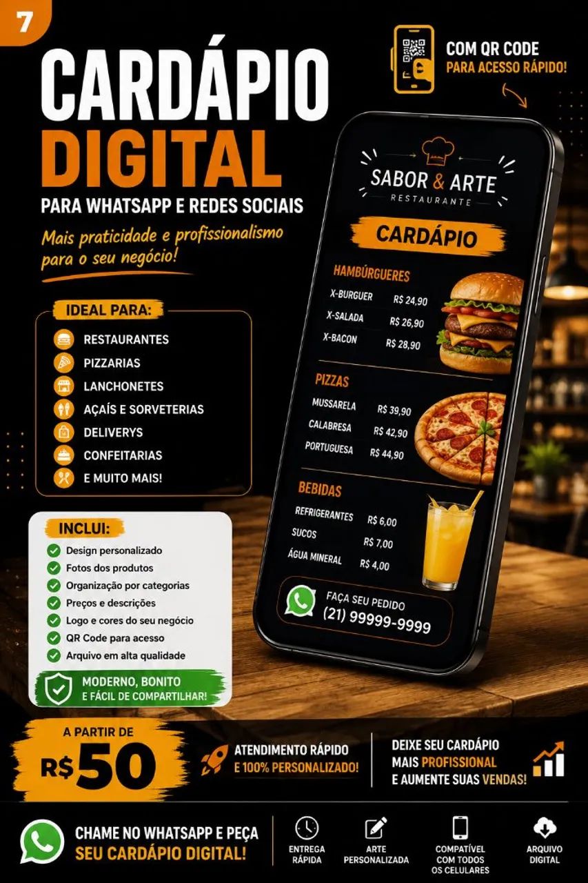 Cardápio Digital para WhatsApp | Restaurante, Lanchonete e Delivery