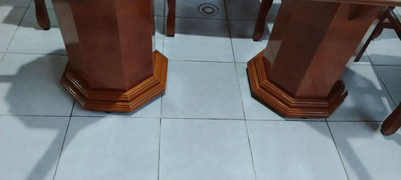 Mesa tampo em vidro 6 cadeiras com buffet e espelho - Foto 5