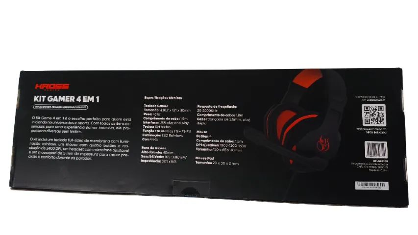 Kit Gamer 4 em 1 Kross KE-GK4100 | Teclado + Mouse + Headset + Mousepad - Foto 3
