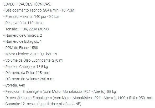 Compressor de Ar 10 pes CHIAPERINI - Foto 3