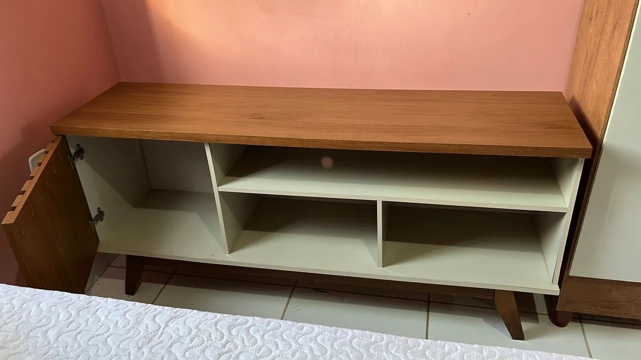 Rack para TV até 55 polegadas Malbc wood Retrô 1 porta e prateleiras. Aceito negociação  - Foto 2