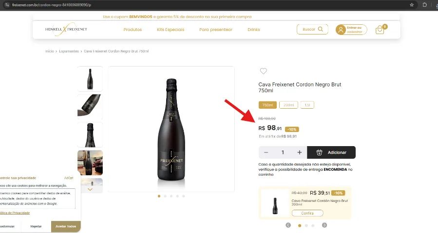 Espumante Cava Freixenet Cordon Negro Brut 750ml - Foto 2
