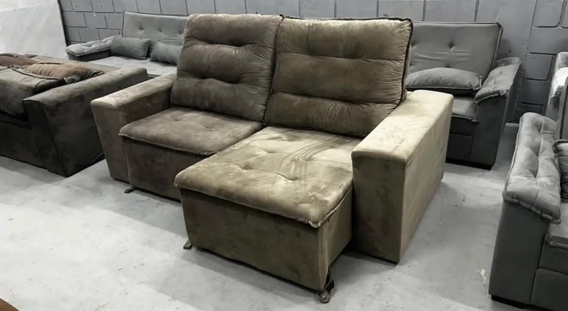 Sofá Retrátil e Reclinável 2.10m NOVO ( Peça Única )  - Foto 2