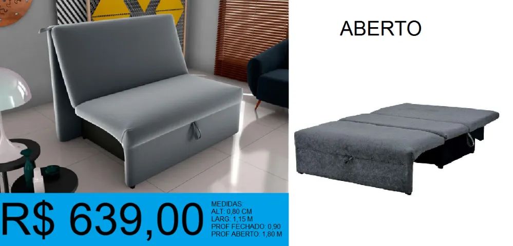 SOFA CAMA - DISPONIVEL EM  2 CORES - OTIMA QUALIDADE =  COMPRE HOJE E RECEBA EM ATE 72H 