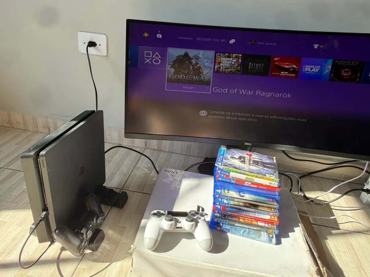 Playstation 4 Slim, 1TB - Completo e jogo. - Foto 4