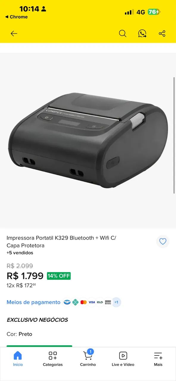 Kit PDV completo Mini Impressora com Bip