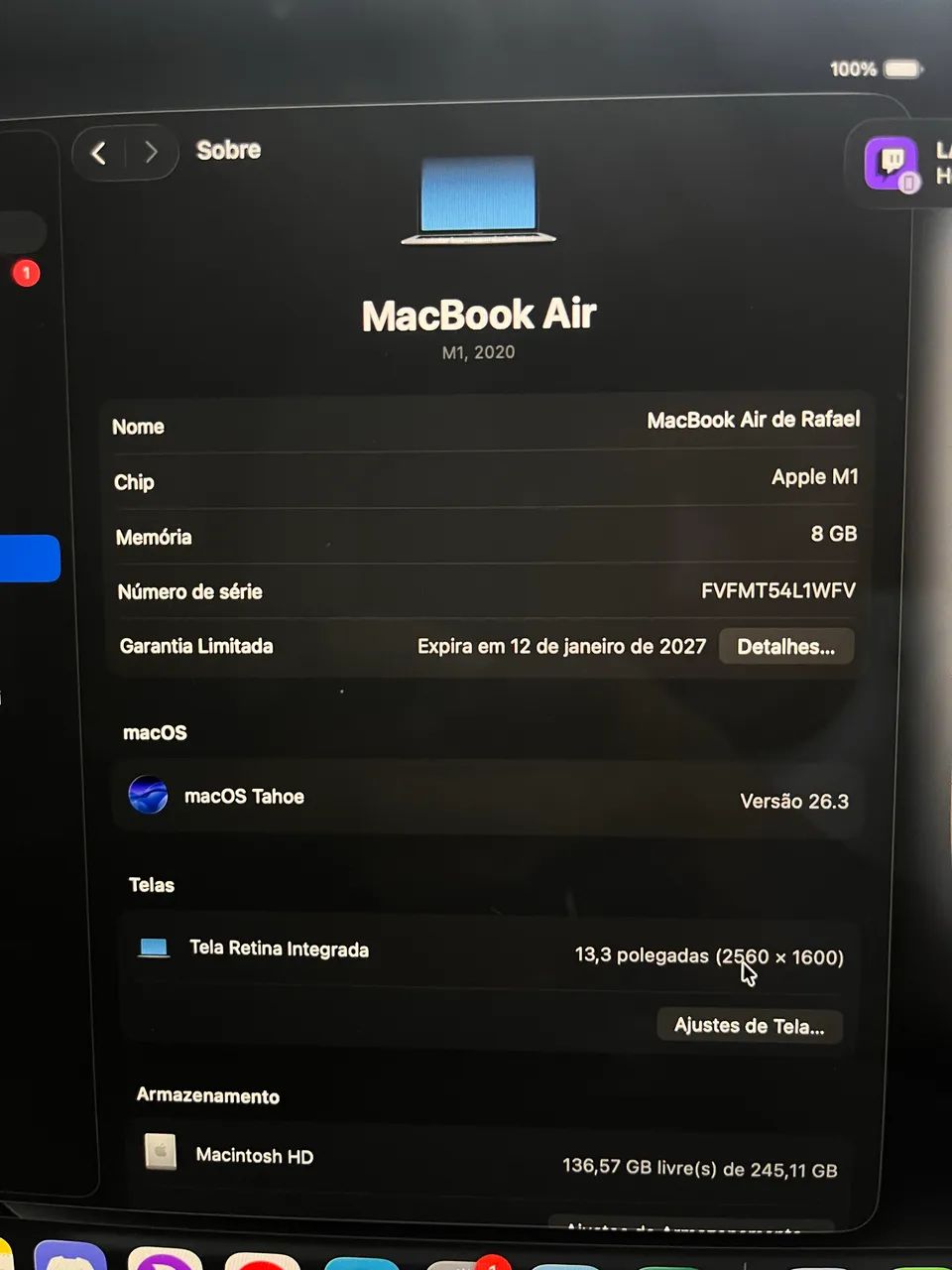 MacBook Air - M1 2020 - 8GB RAM - 256 SSD - Foto 4