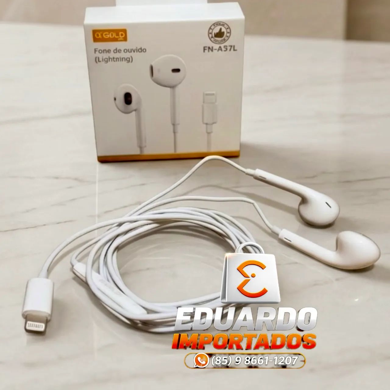 Fones de Ouvido Auricular com fio Lightning para iPhone 