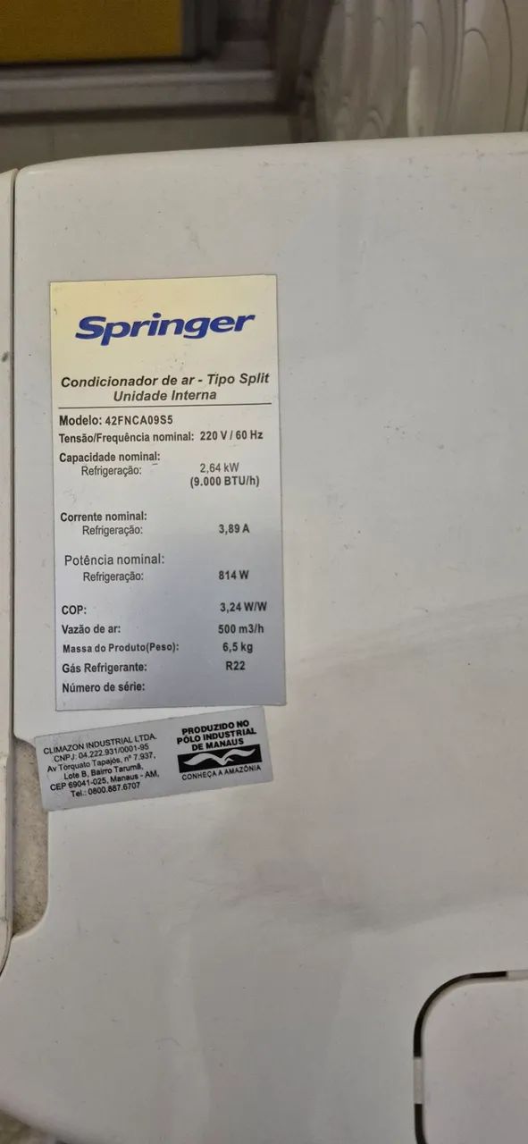 Ar condicionado Split Springer (unidade interna) - Foto 4