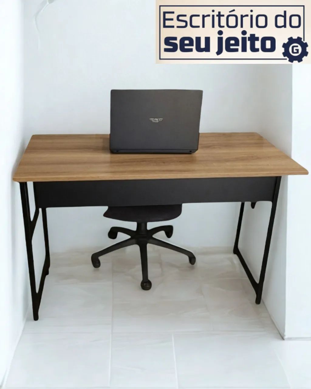 Mesa Industrial 1,1m REFORÇADA Amadeirada NOVA Multiuso Notebook Escritório Escrivaninha - Foto 4