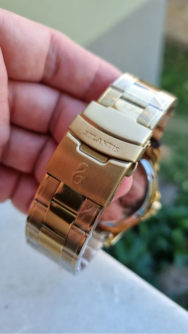 Relógio masculino slim dourado - Foto 3
