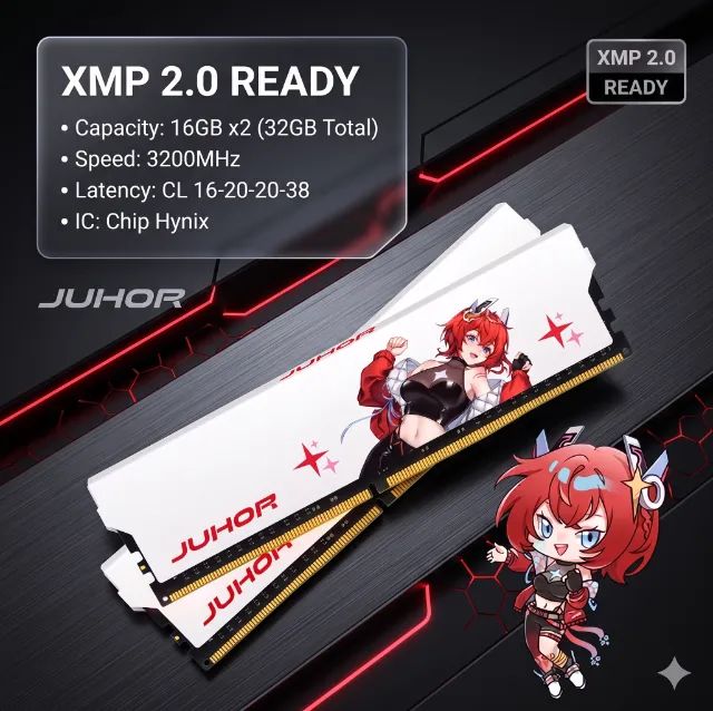 Kit Memória RAM DDR4 32GB (2x16GB) JUHOR 3200MHz CL16 - Novas e Lacradas PC gamer - Foto 3