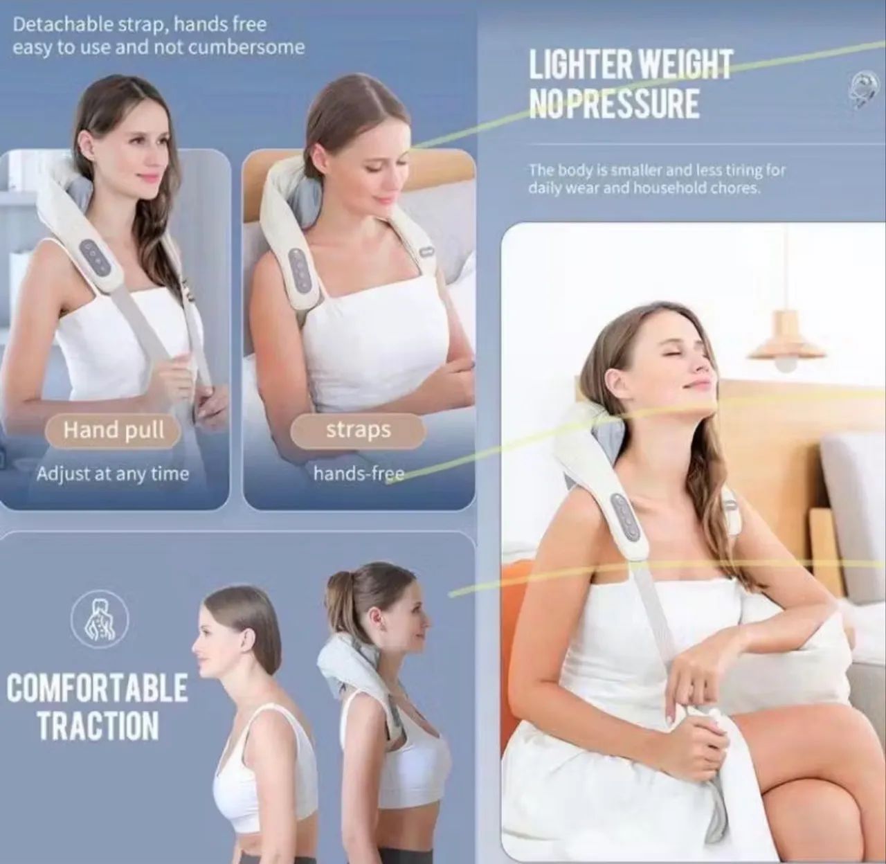Massageador De Pescoço Inteligentes De Compressão  Sem Fio Alívio De Dor 110v