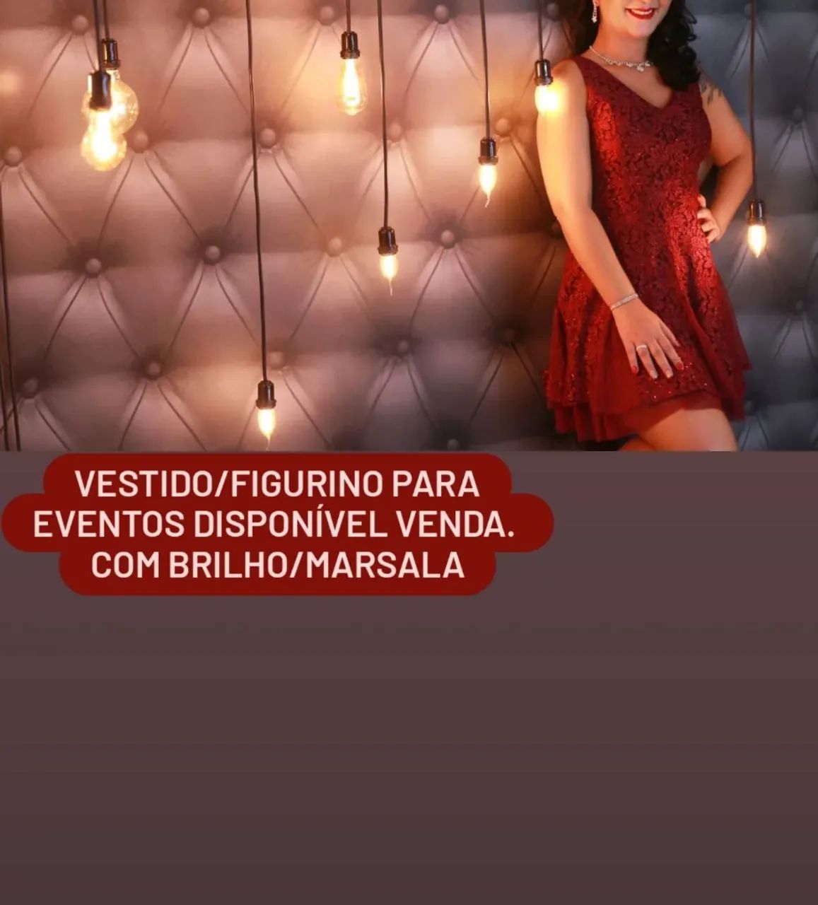 Vestido Festa Brilho Marsala - Foto 2