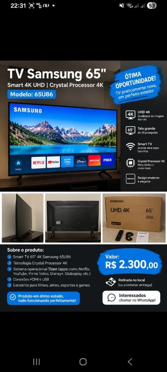 Tv Sansung 65