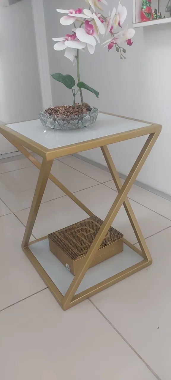 Mesa de centro e mesa lateral metal e vidro - Foto 2