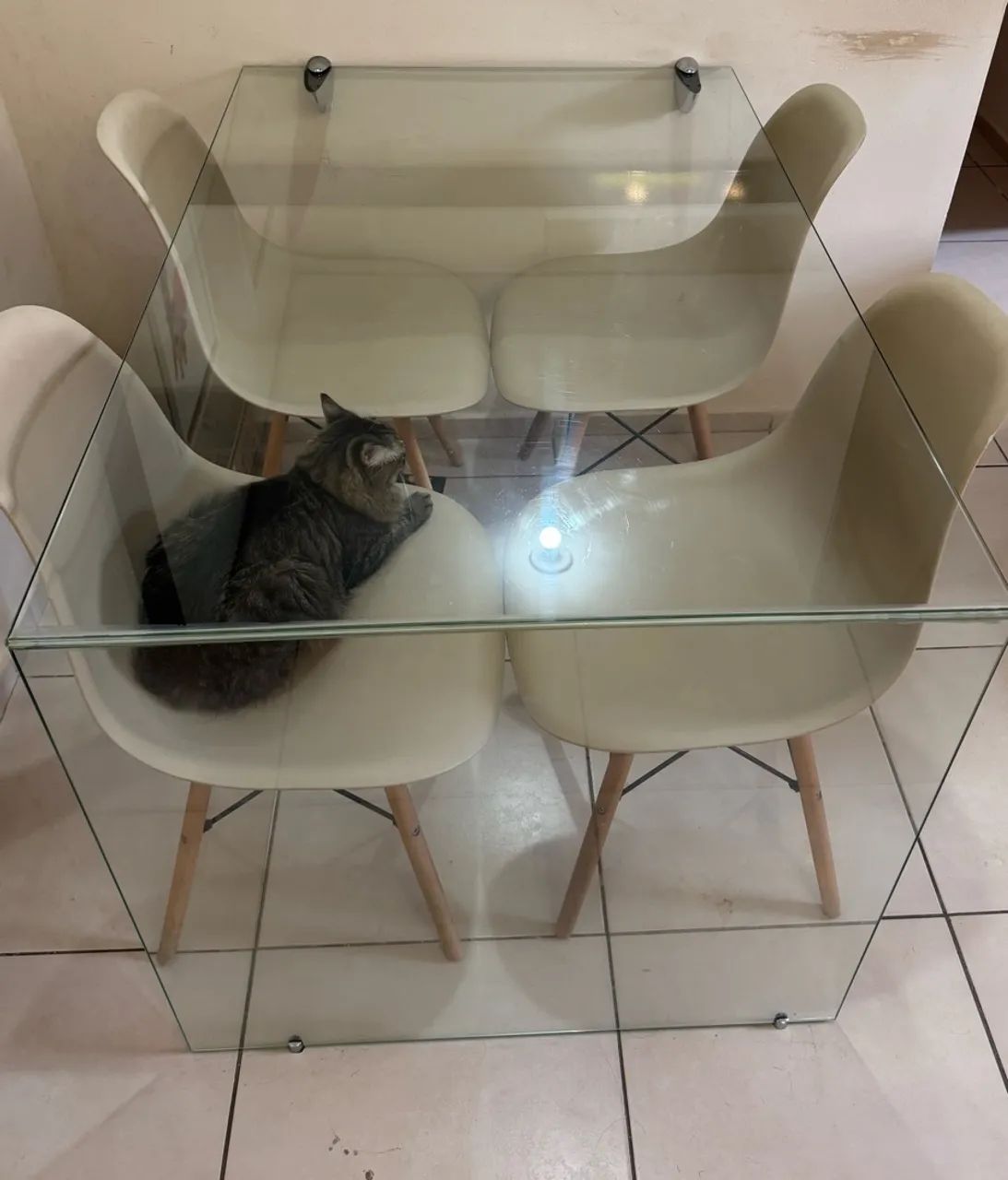 MESA DE VIDRO FIXA - Sem as cadeiras!  - Foto 3