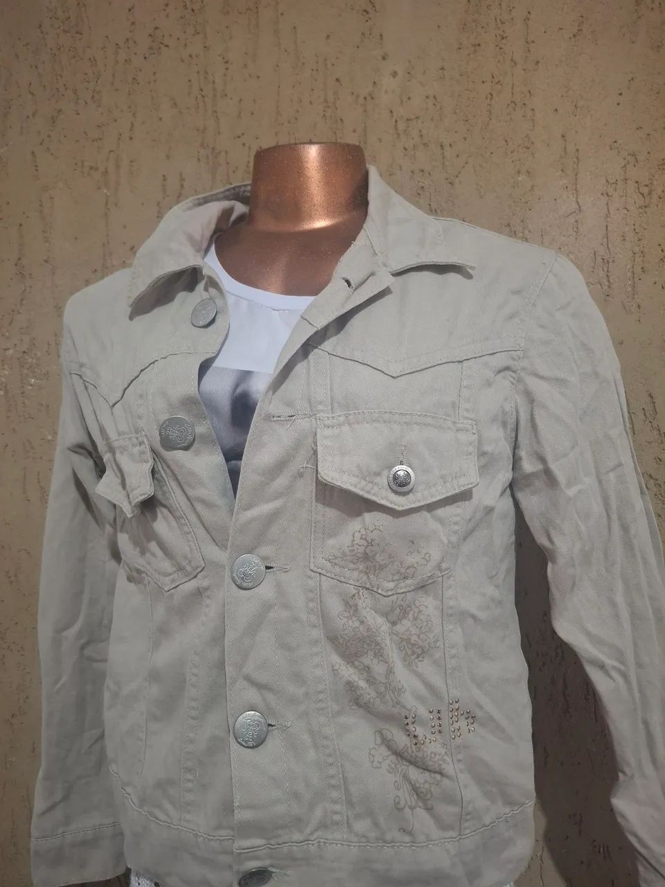 Jaqueta jeans bege anos 2000 tm M