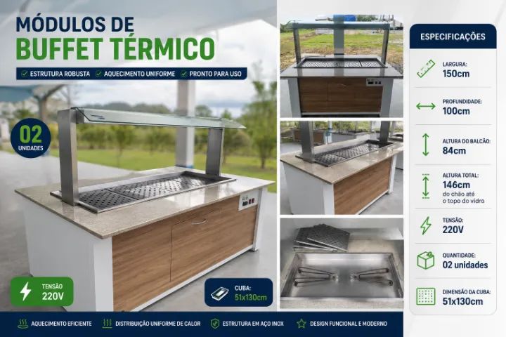 Buffet Completo para Restaurante e Refeitório - Quente e Refrigerado